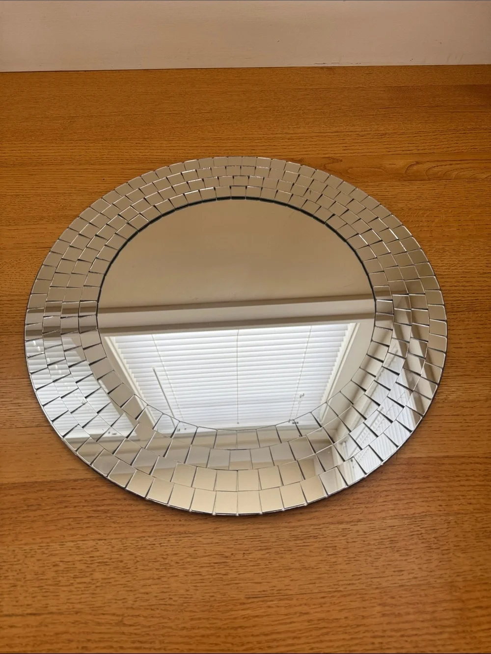 IKEA Tranby Round Mosaic Tile Wall Mirror - Silver
